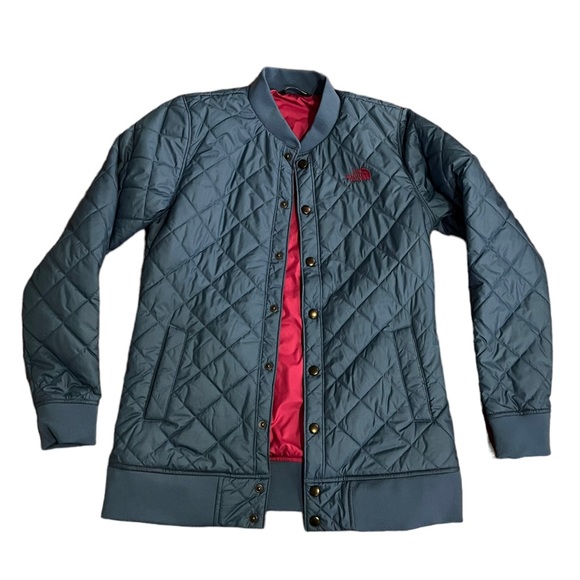 The North Face Button Up Bomber Jacket | Blue & Pink | Women’s Small - Picture 2 of 9